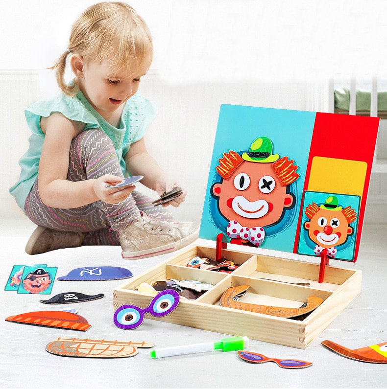 Wooden Magnetic Drawing Board Puzzle Wooden Magnetic Drawing Board Puzzle