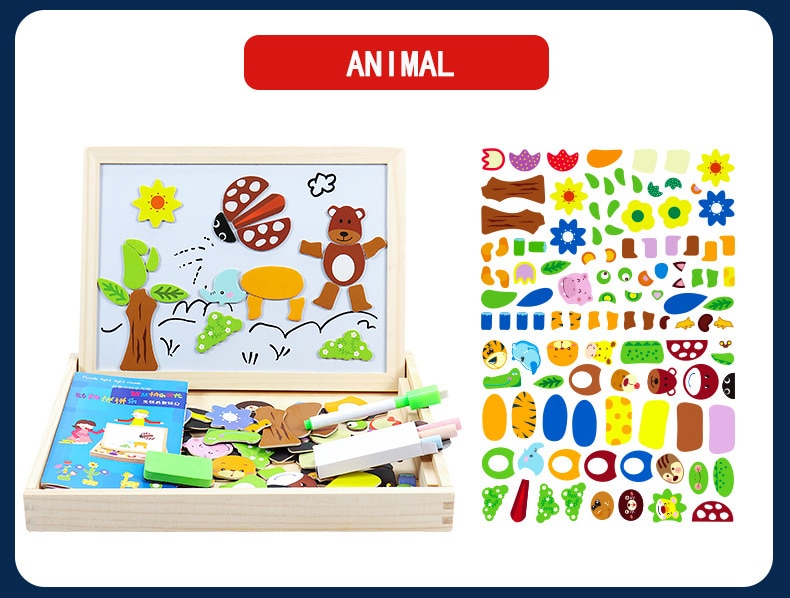 Wooden Magnetic Drawing Board Puzzle Wooden Magnetic Drawing Board Puzzle