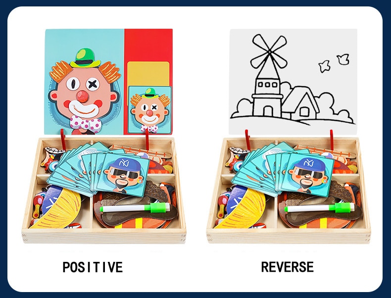 Wooden Magnetic Drawing Board Puzzle Wooden Magnetic Drawing Board Puzzle