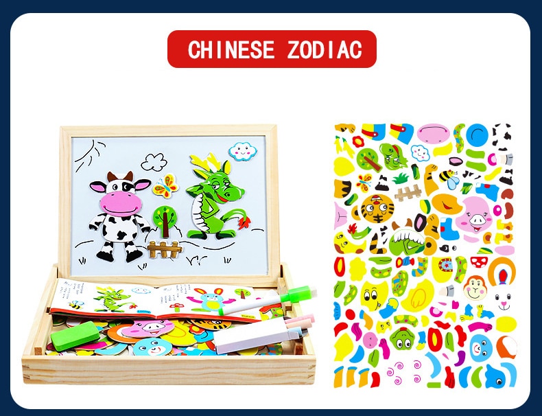 Wooden Magnetic Drawing Board Puzzle Wooden Magnetic Drawing Board Puzzle