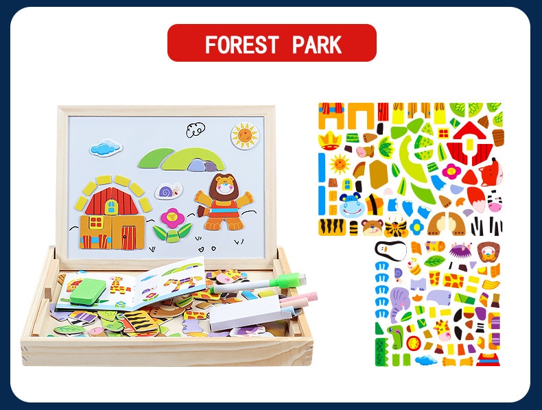 Wooden Magnetic Drawing Board Puzzle Wooden Magnetic Drawing Board Puzzle