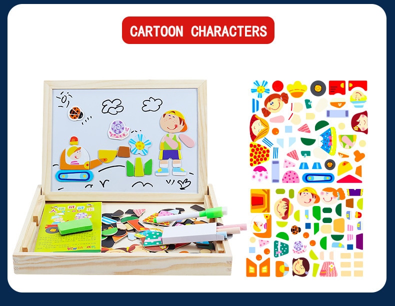Wooden Magnetic Drawing Board Puzzle Wooden Magnetic Drawing Board Puzzle