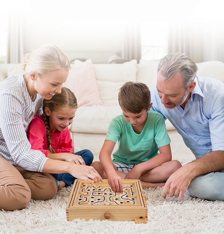 Wooden 3D Magnetic Ball Maze Puzzle