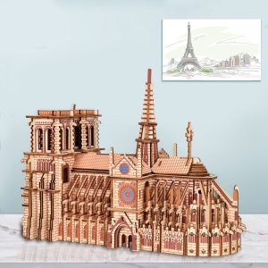 3D Wooden Puzzles Notre Dame Model