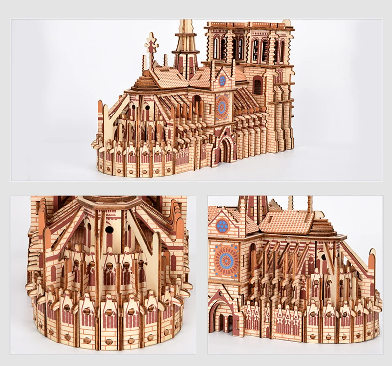 3D Wooden Puzzles Notre Dame Model