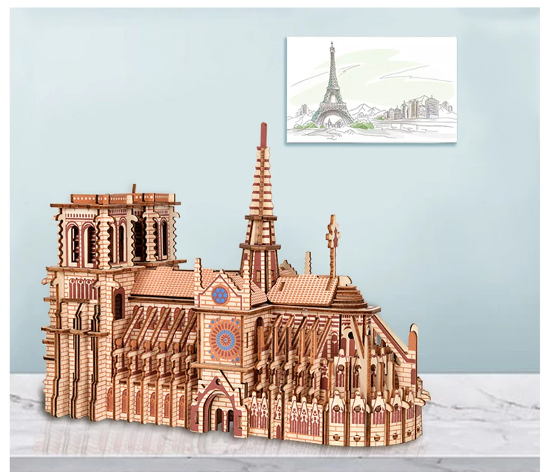 3D Wooden Puzzles Notre Dame Model