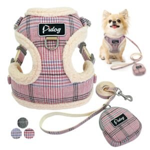 Warm Plaid Dog Vest and Leash