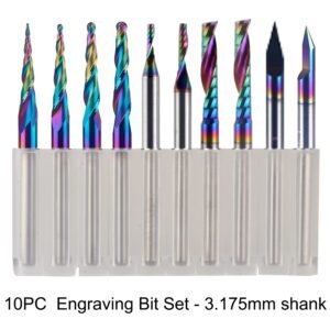 Solid Carbide Engraving Bit Set, 3.175mm Shank