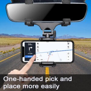 Rear-View Mirror Phone Holder with 360° Rotation
