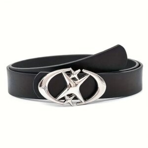 Unisex Oval Metal Buckle Belt