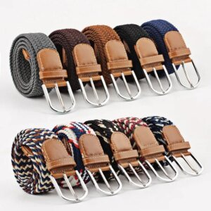 Unisex Braided Elastic Canvas Belt, 130cm