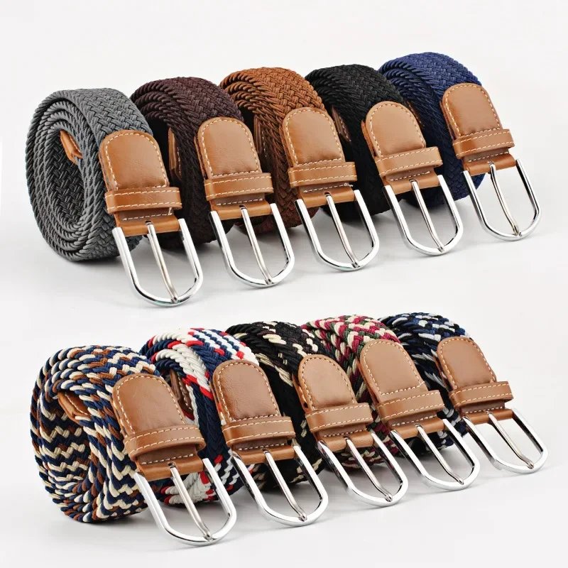 Unisex Braided Elastic Canvas Belt, 130cm
