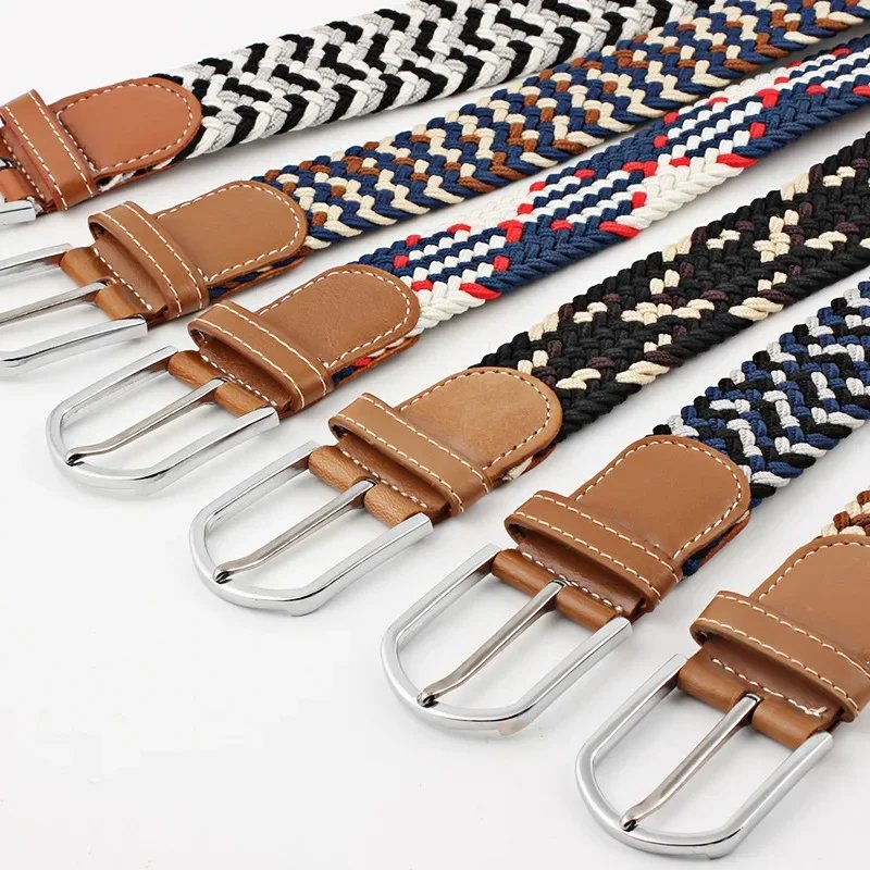 Unisex Braided Elastic Canvas Belt, 130cm - Image 2