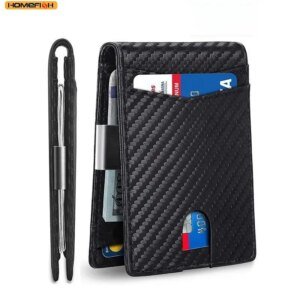 RFID-Blocking Carbon Fibre Bifold Wallet with Money Clip