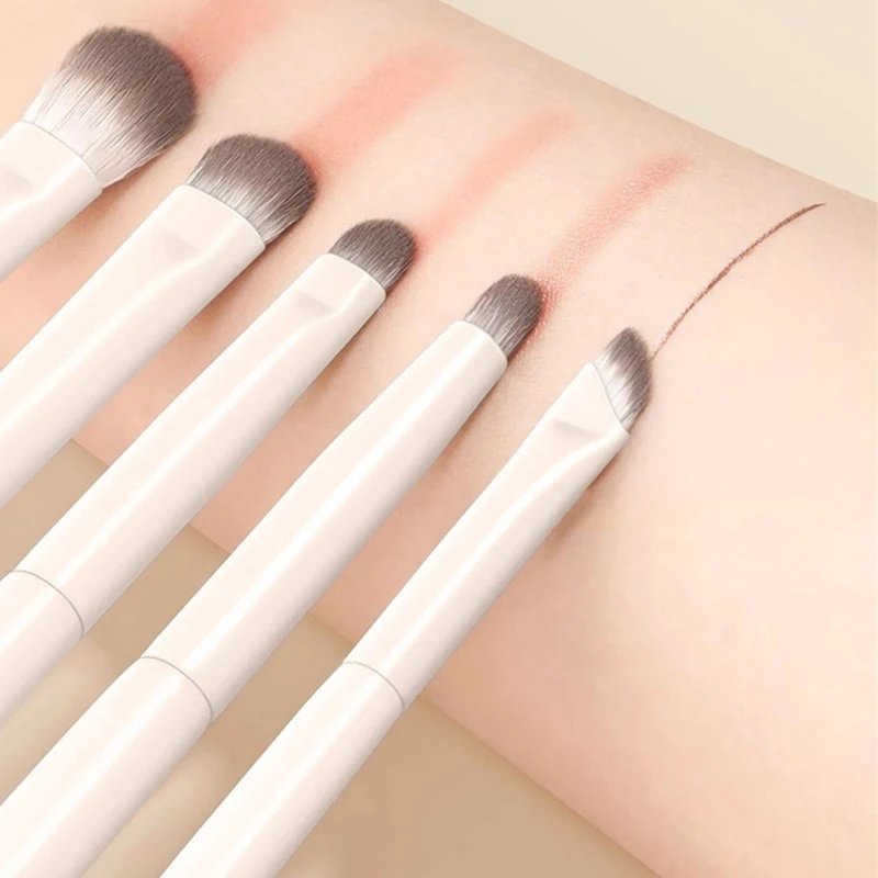 5/6/8/10pcs Natural Eye Makeup Brushes Set Detail Eyeshadow Brush Makeup Brush White Ultra Soft Eyeshadow Eyeliner Makeup Tool