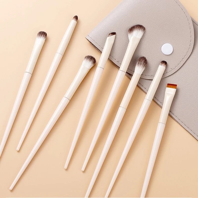 5/6/8/10pcs Natural Eye Makeup Brushes Set Detail Eyeshadow Brush Makeup Brush White Ultra Soft Eyeshadow Eyeliner Makeup Tool
