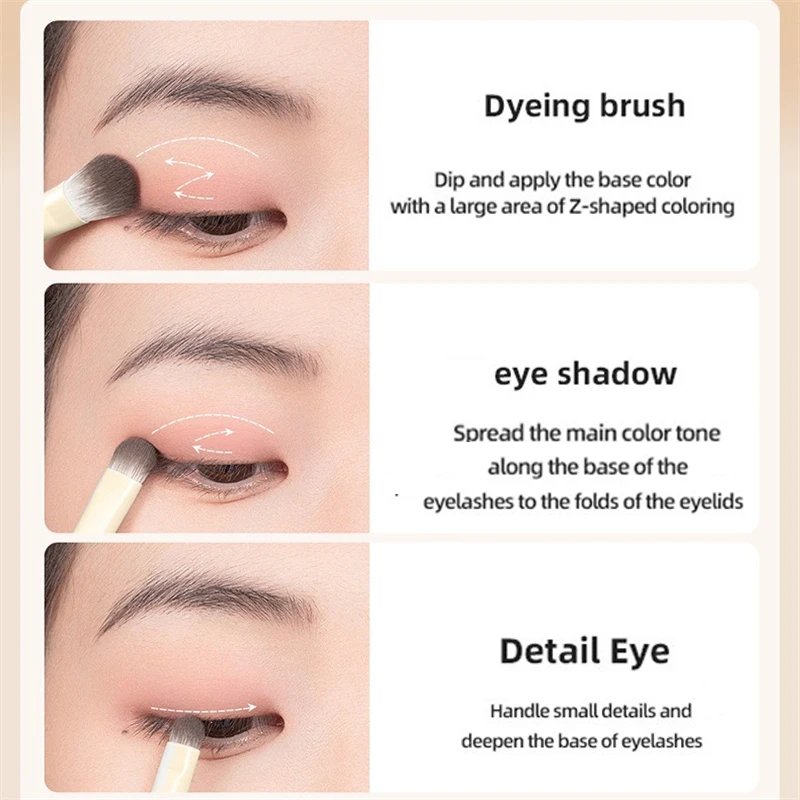 5/6/8/10pcs Natural Eye Makeup Brushes Set Detail Eyeshadow Brush Makeup Brush White Ultra Soft Eyeshadow Eyeliner Makeup Tool