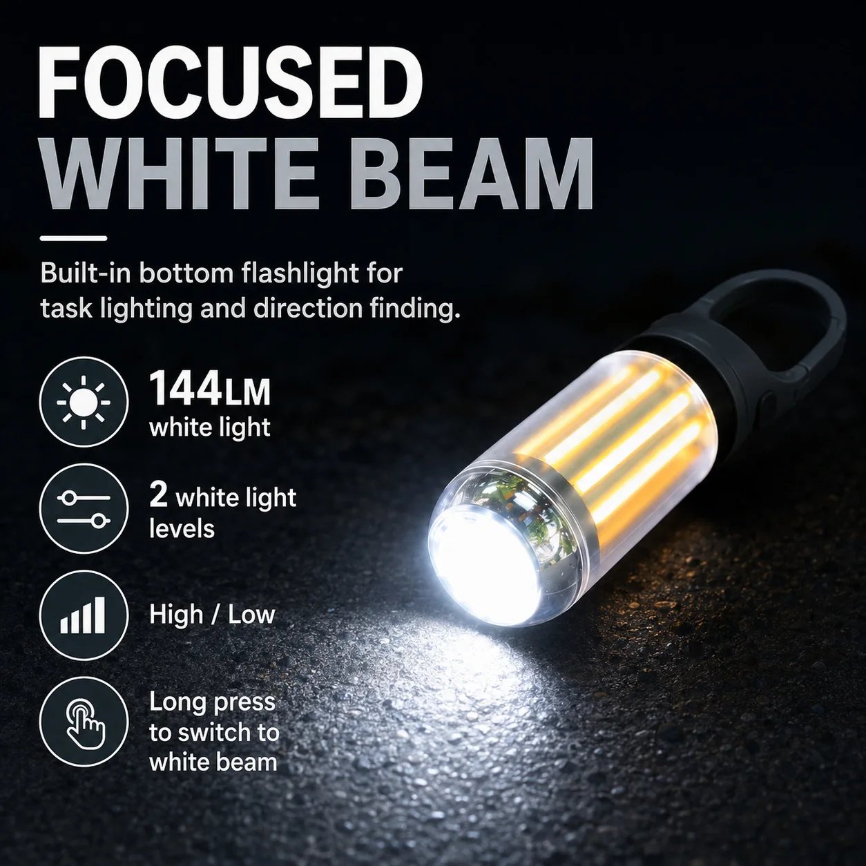 LED Rechargeable Flashlight Camping Lantern 5 Modes Super Bright Portable Hanging Tent Lamp Waterproof Hiking Fishing Outdoor