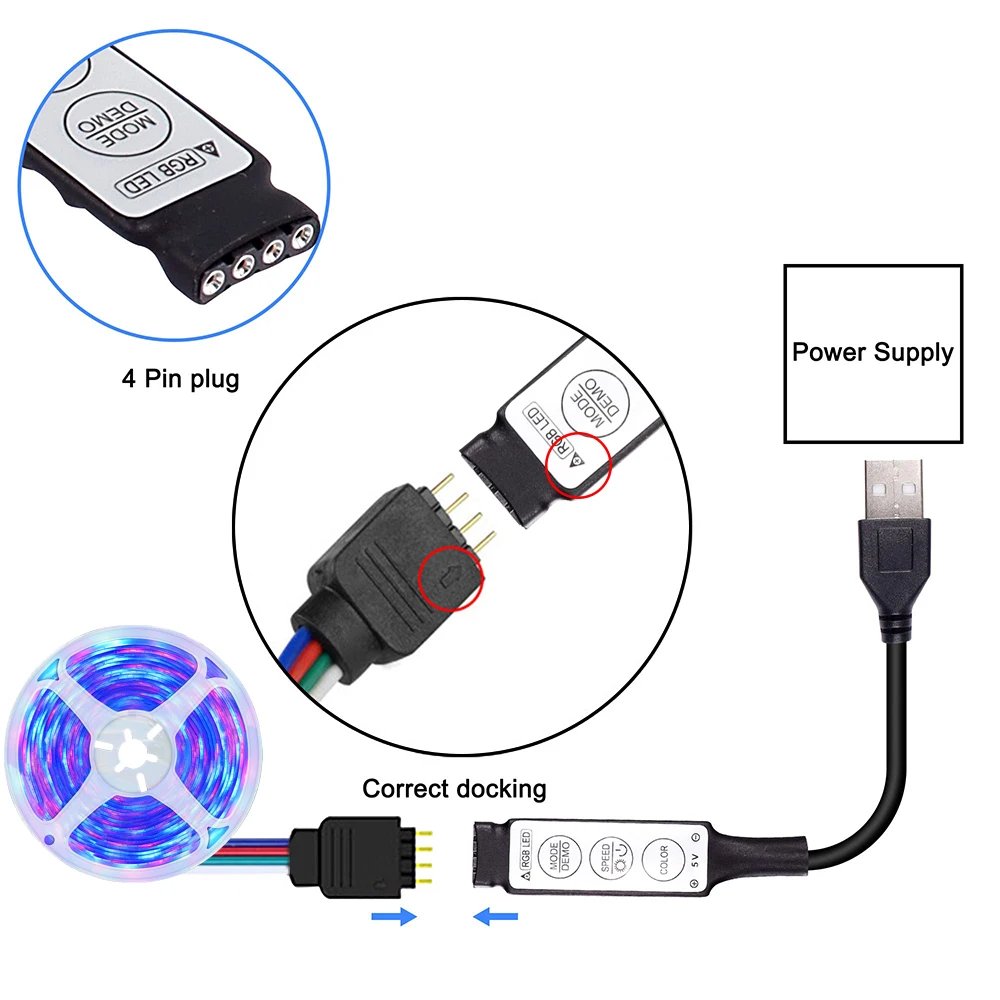 USB LED Light Strip with 3-Button Remote - Image 4